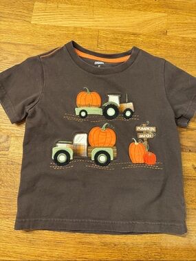 Gymboree Brown Tee with Orange Pumpkin Truck Graphic